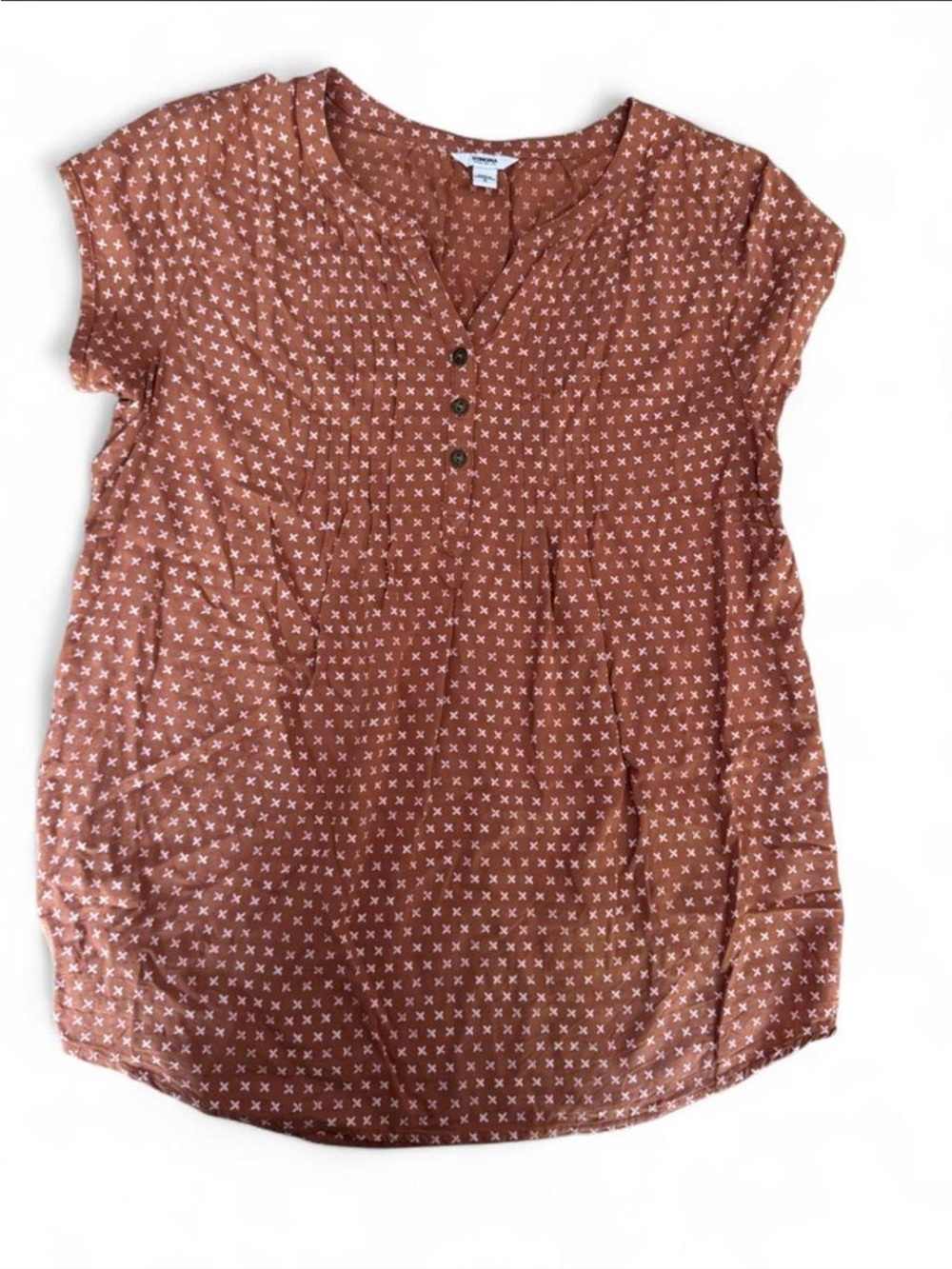 Sonoma Rust Short-Sleeve Top with White Geo Print